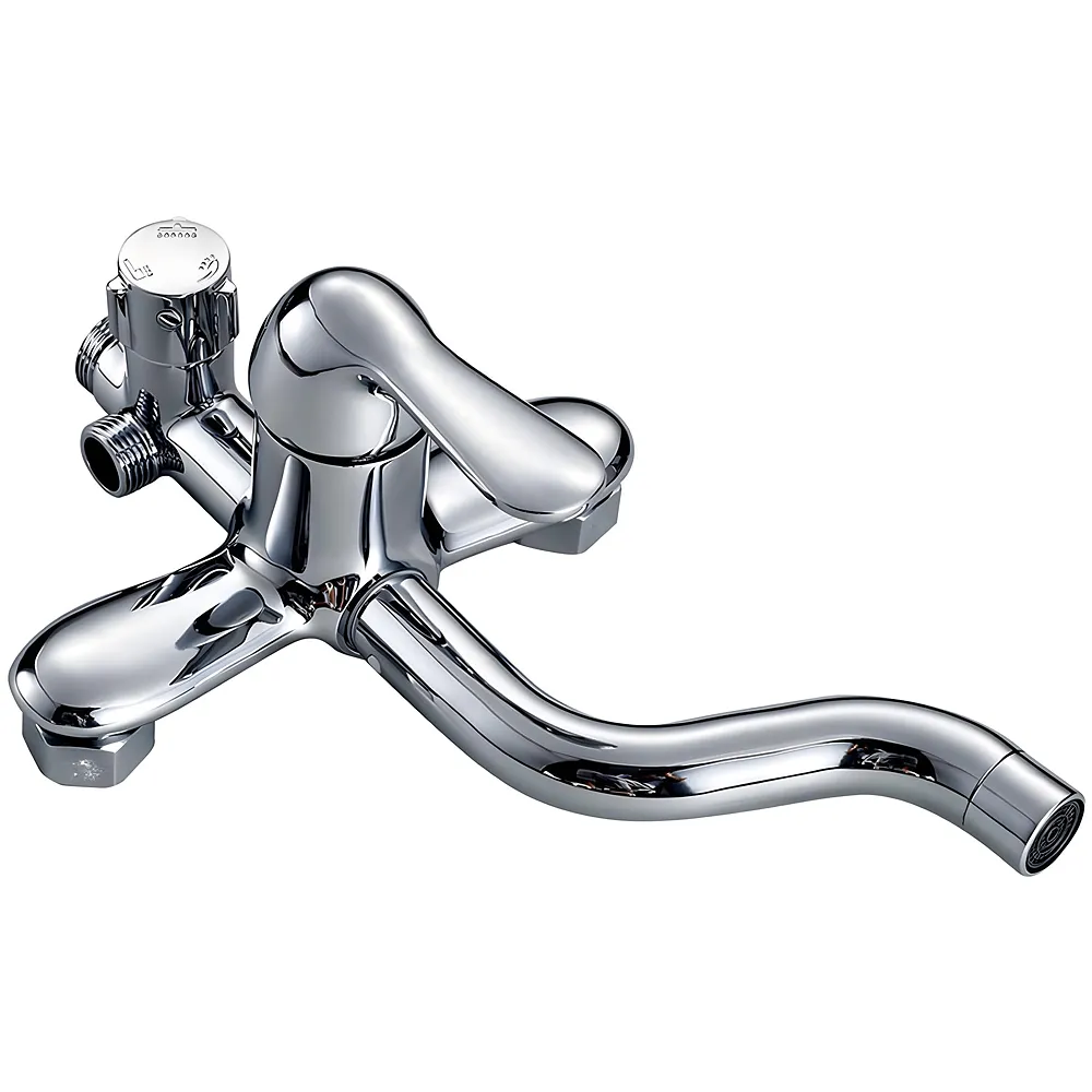 Brass Shower System 3 in 1 Wall Mixer Silver Chrome Tap Bath Set