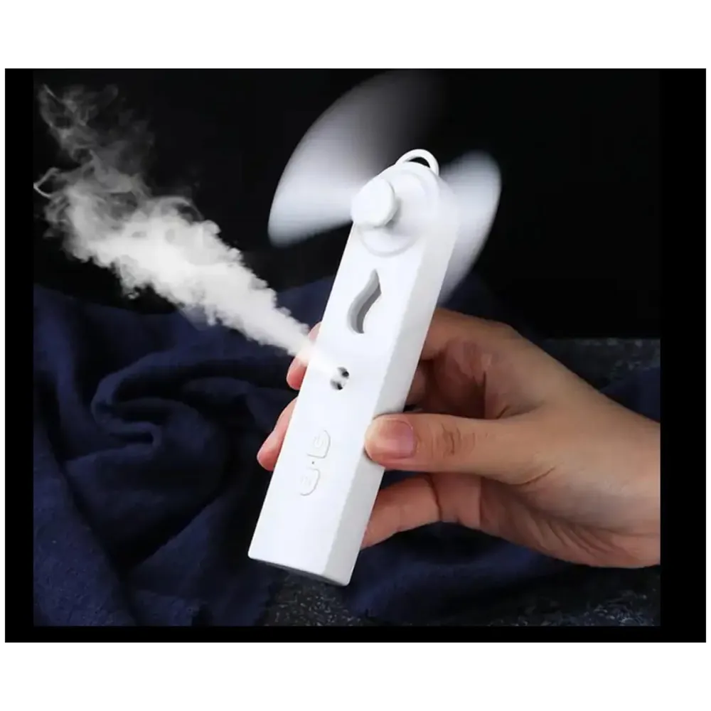 Small Hand mist fan water fan Handheld Spray Fan With Water Misting Desk Fan with 2 Speeds & 30 ML Portable Water Tank With LED Light - 14 Cm x 3.5 Cm