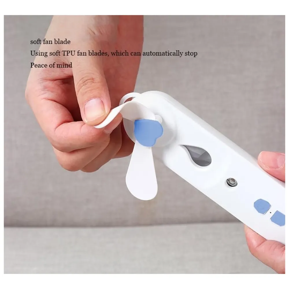 Small Hand mist fan water fan Handheld Spray Fan With Water Misting Desk Fan with 2 Speeds & 30 ML Portable Water Tank With LED Light - 14 Cm x 3.5 Cm
