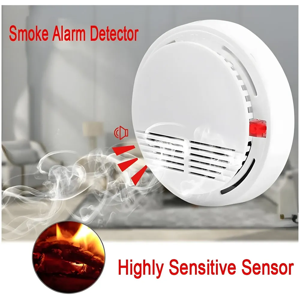 Advanced Smoke Alarm Detector with Audible Alarm, ABS Material, for Office, Home Safety – Easy Installation Ceiling Mount(Battery Not Included).
