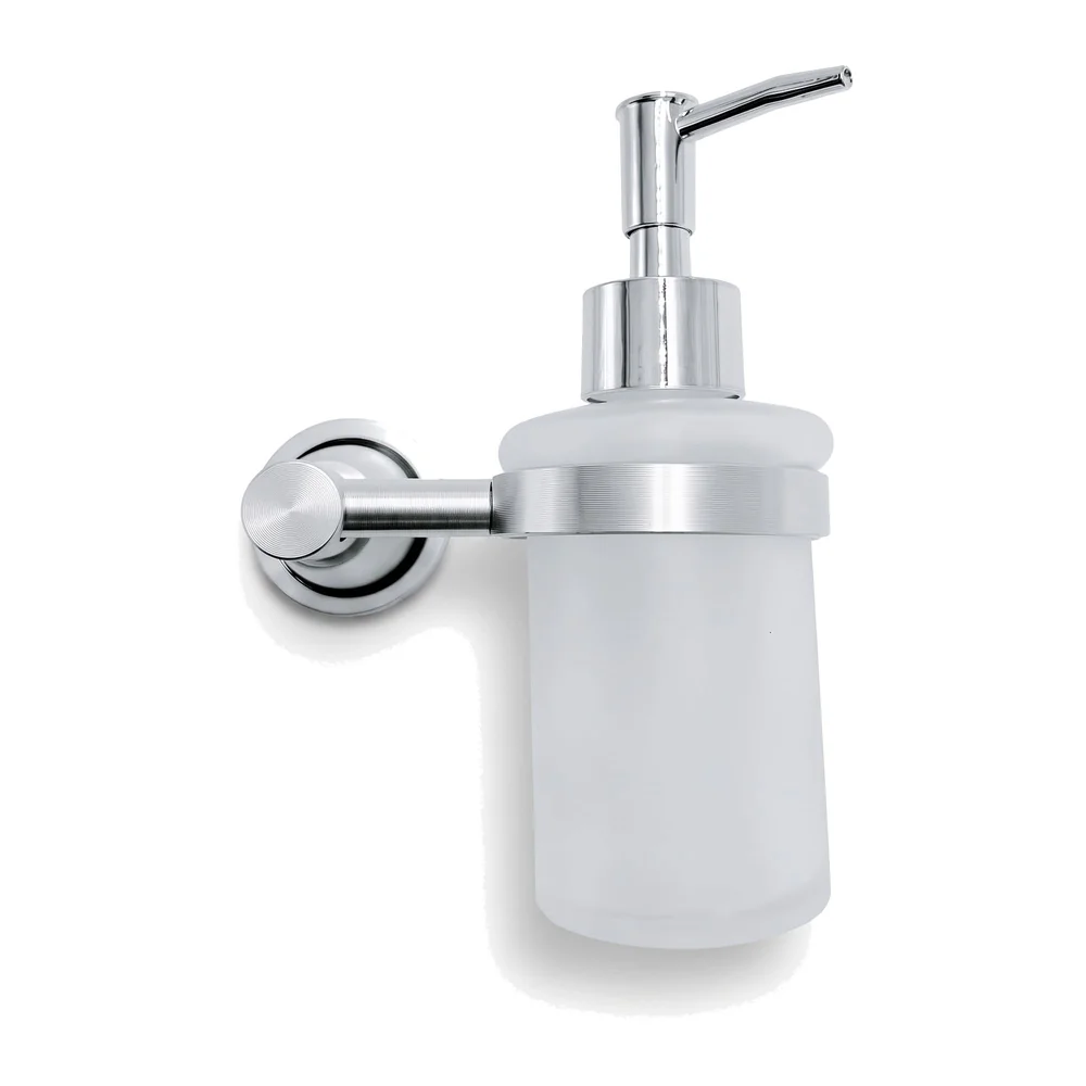 Chrome Liquid Soap Dispenser Wall Mounted Silver Colour Stainless Steel Stand and Glass Liquid Soap Dispenser for Bathroom and Wash Basin Hand wash Dispenser Bathroom Accessories
