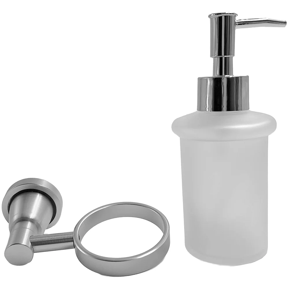 Chrome Liquid Soap Dispenser Wall Mounted Silver Colour Stainless Steel Stand and Glass Liquid Soap Dispenser for Bathroom and Wash Basin Hand wash Dispenser Bathroom Accessories
