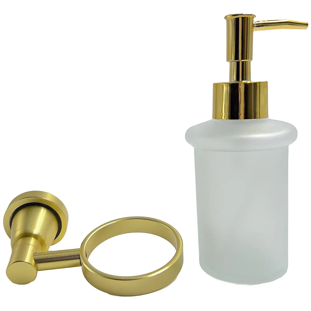 Gold Liquid Soap Dispenser Wall Mounted Golden Colour Stainless Steel Stand and Glass Liquid Soap Dispenser for Bathroom and Wash Basin Hand wash Dispenser Bathroom Accessories