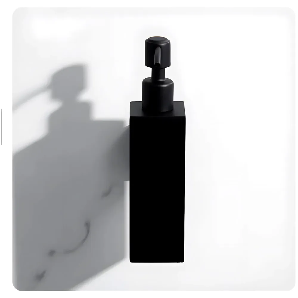 Black Liquid Soap Dispenser Wall Mounted Stainless Steel for Bathroom and Wash Basin Hand wash Bathroom Accessories, Square, 200 ML