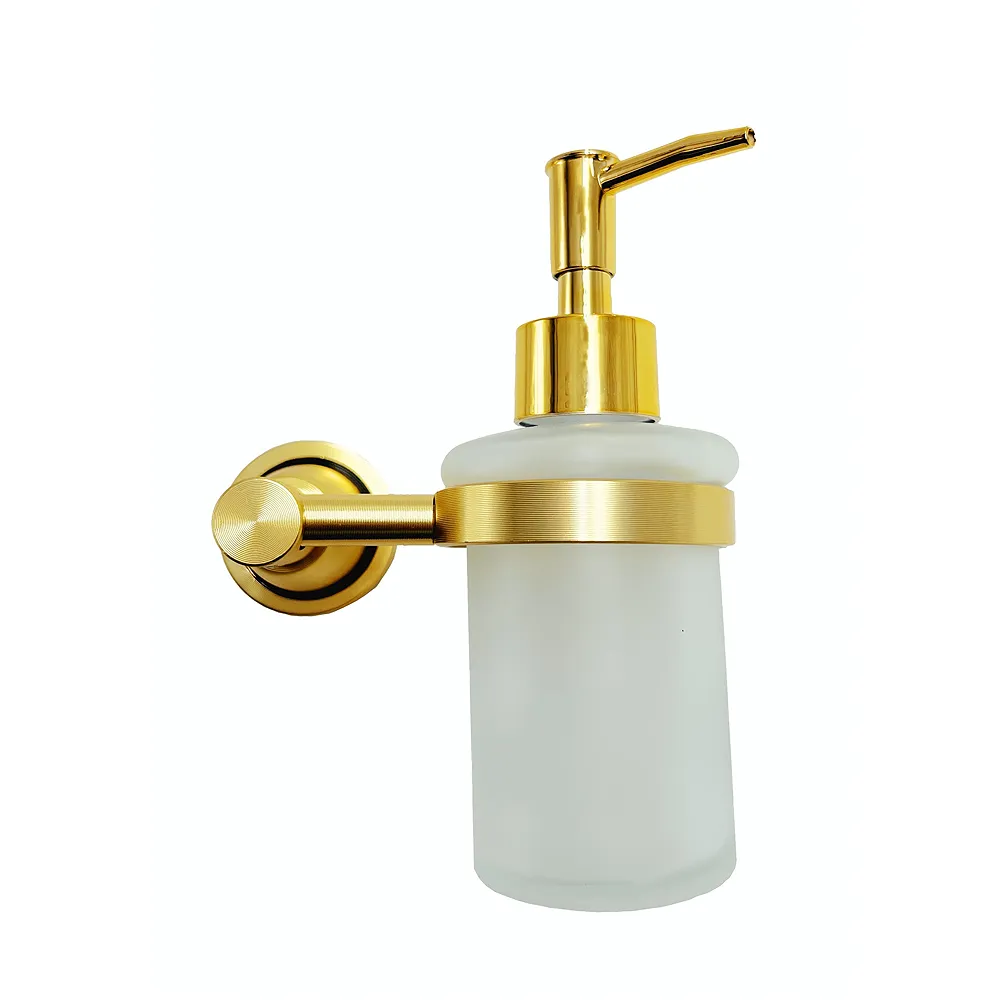 Gold Liquid Soap Dispenser Wall Mounted Stainless Steel Glass