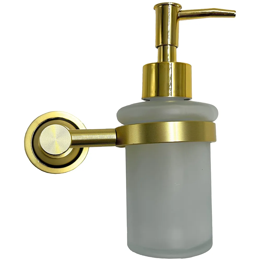 Gold Liquid Soap Dispenser Wall Mounted Stainless Steel Glass
