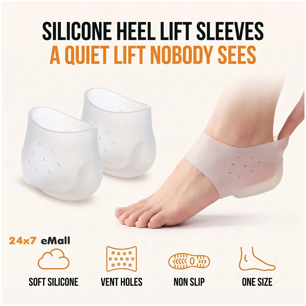 Invisible Height Increase Heel Lift Pads Silicone Gel 3 cm Socks