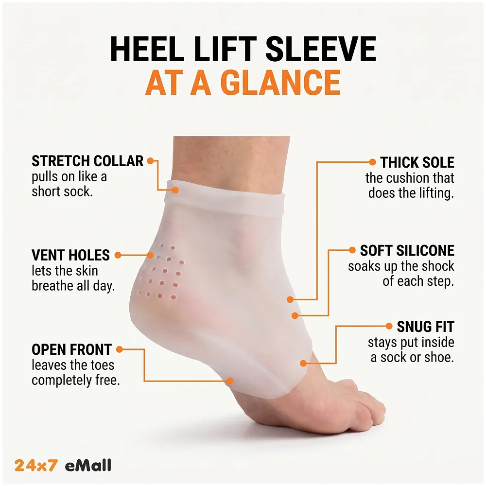 Invisible Height Increase Heel Lift Pads Silicone Gel 3 cm Socks