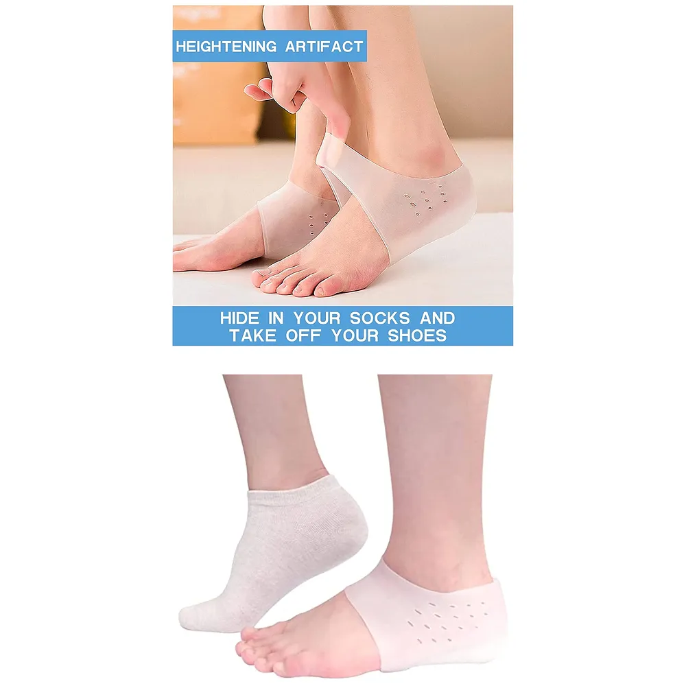 Invisible Height Increase Heel Lift Pads Silicone Gel 3 cm Socks