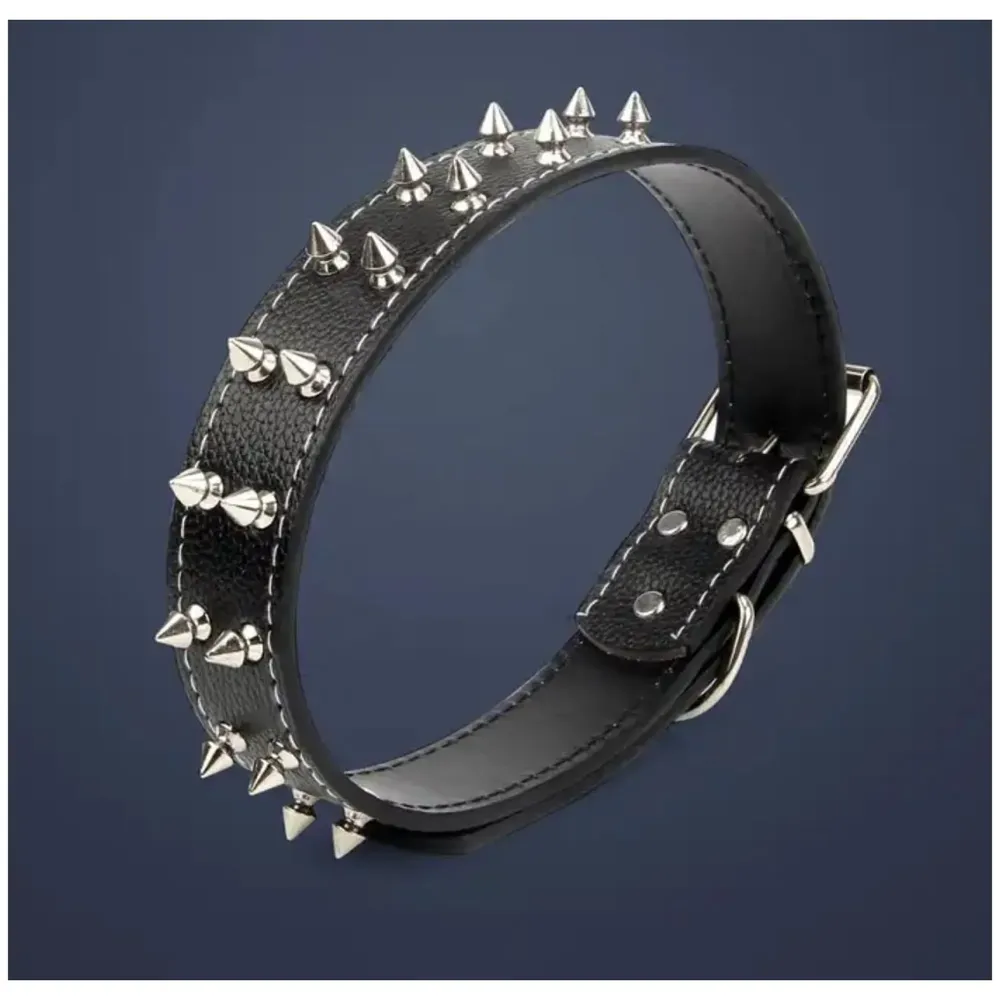 Spiked Dog Collar Adjustable PU Leather Tactical Metal Buckle for 52 cm to 45 Cm Neck Girth Spiked Thorn for Medium and Large Dogs Like Golden Retriever Labrador German Shepard Doberman