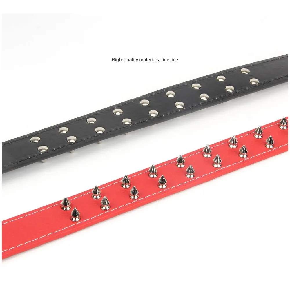 Spiked Dog Collar Adjustable PU Leather Tactical Metal Buckle for 52 cm to 45 Cm Neck Girth Spiked Thorn for Medium and Large Dogs Like Golden Retriever Labrador German Shepard Doberman