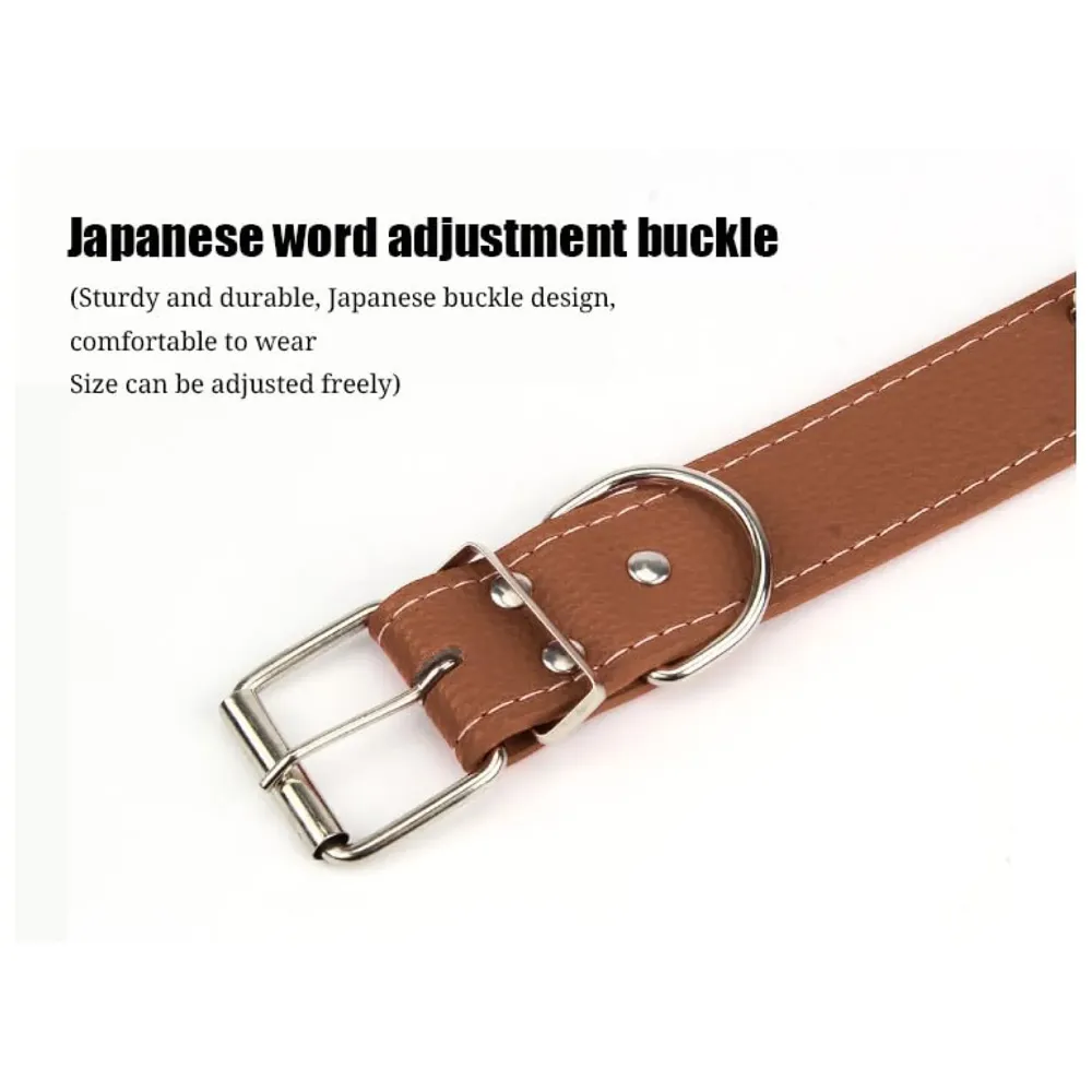 Spiked Dog Collar Brown Adjustable PU Leather Tactical Metal Buckle For 52 cm to 45 Cm Neck Girth Spiked Thorn For Medium And Large Dogs Like Golden Retriever Labrador German Shepard Doberman