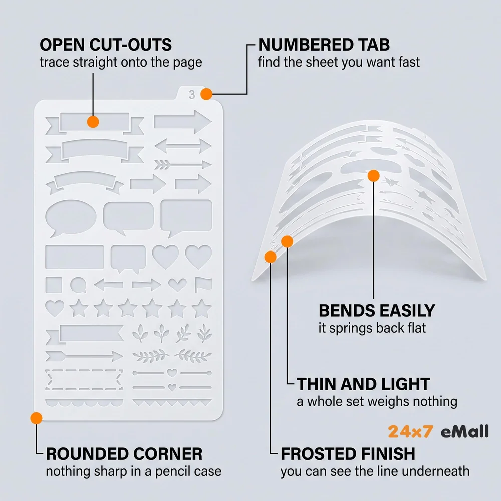 20 PCS Journal Stencil Plastic Planner Set for 4x7-inch Journal, Notebook, Diary, Scrapbook, and DIY Drawing Templates
