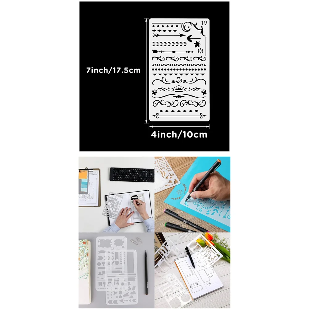 20 PCS Journal Stencil Plastic Planner Set for 4x7-inch Journal, Notebook, Diary, Scrapbook, and DIY Drawing Templates
