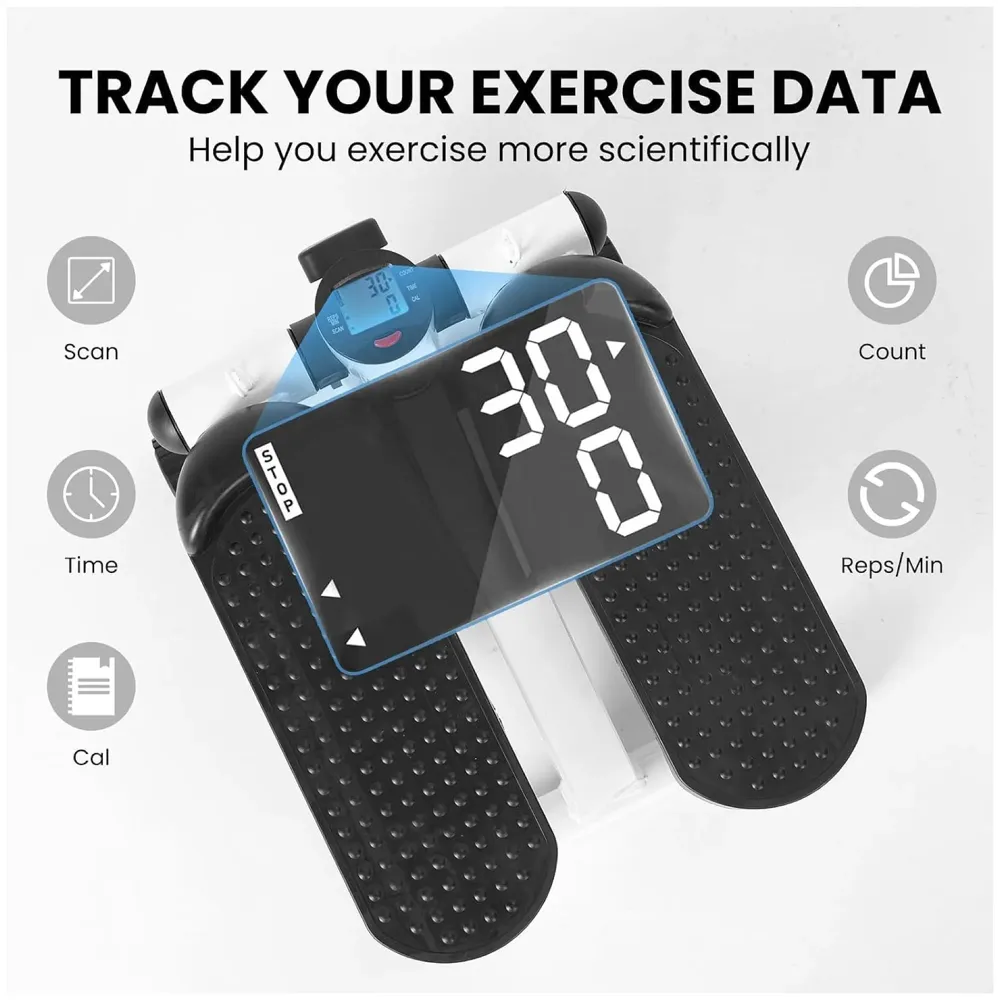 Twist Stepper, Swing Stepper, Leg Climbing, Stair Stepper - Home Workout Equipment with Adjustable, Resistance Bands & LED Monitor, Tone - Buttocks, Legs, Thighs, Waist