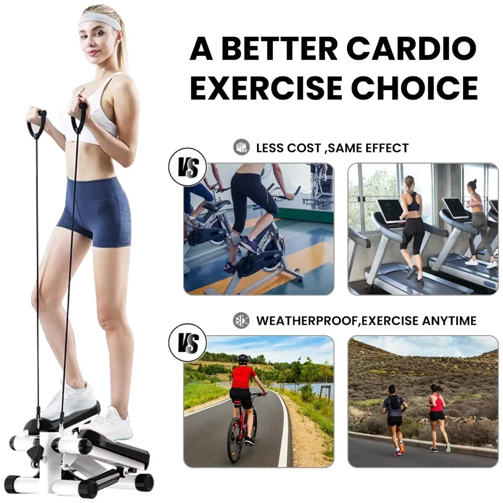 Twist Stepper, Swing Stepper, Leg Climbing, Stair Stepper - Quiet Design, Home Workout Equipment with Adjustable, Resistance Bands & LED Monitor, Tone Your Buttocks, Legs, Thighs, Waist