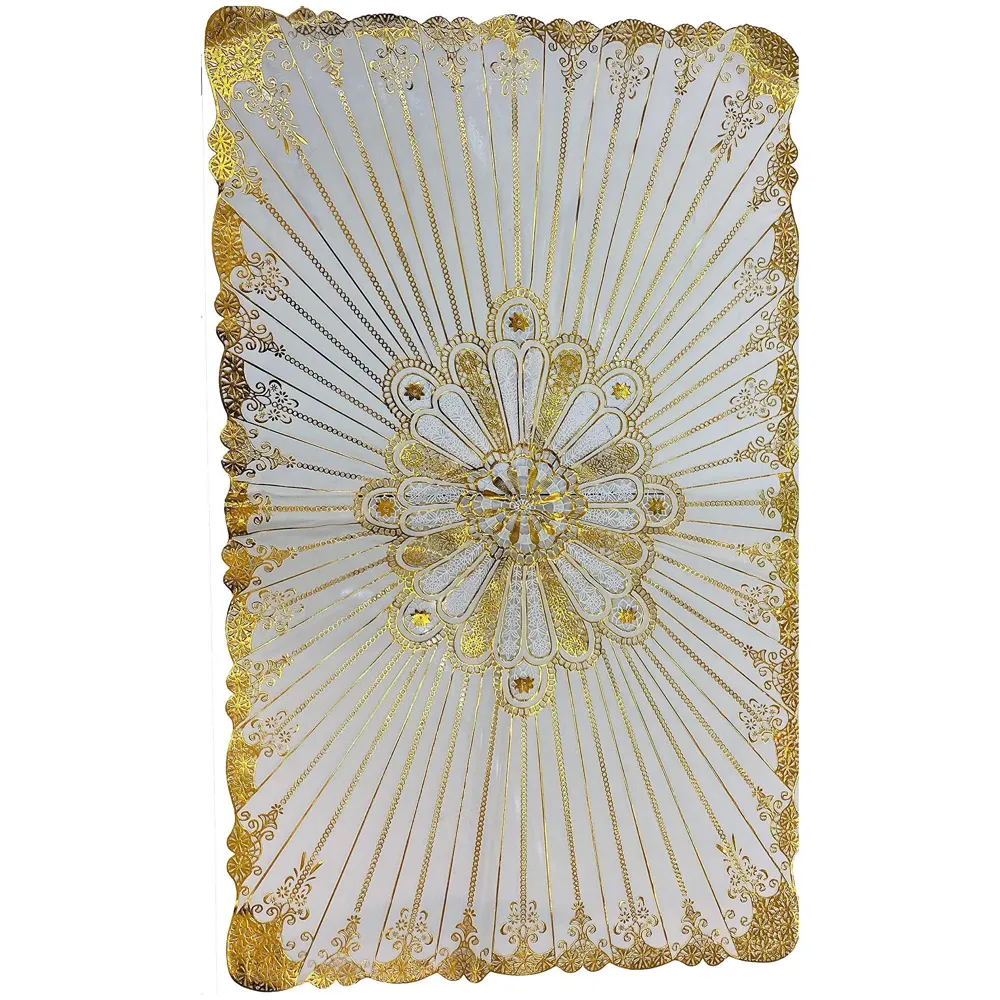 Gold Table Mats Place mats Dining Table Coffee Table Washable Heat Resistant Durable Non Slip Viny Soft Fabric Material. Pack of 1 (96 Cm x 58cm) Large Size