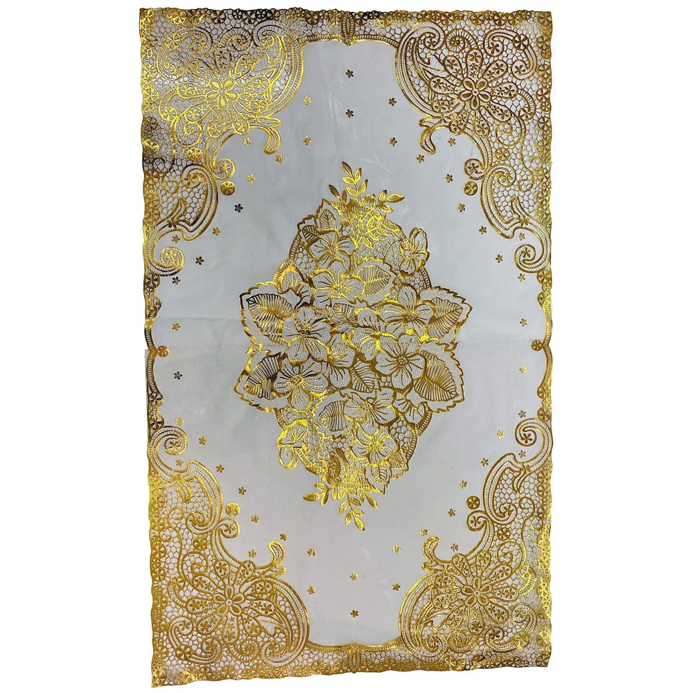 Golden Table Mats Place Mats Dining Table Coffee Table Washable Heat Resistant Durable Non Slip Viny Soft Fabric Material. Pack of 1 (96 Cm x 58cm) Large Size