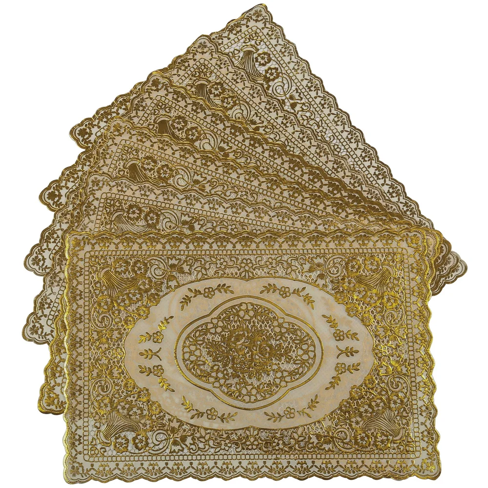 6 Pcs Vinyl Place Mats 17 x 12 Inch Washable Non Slip Pattern I