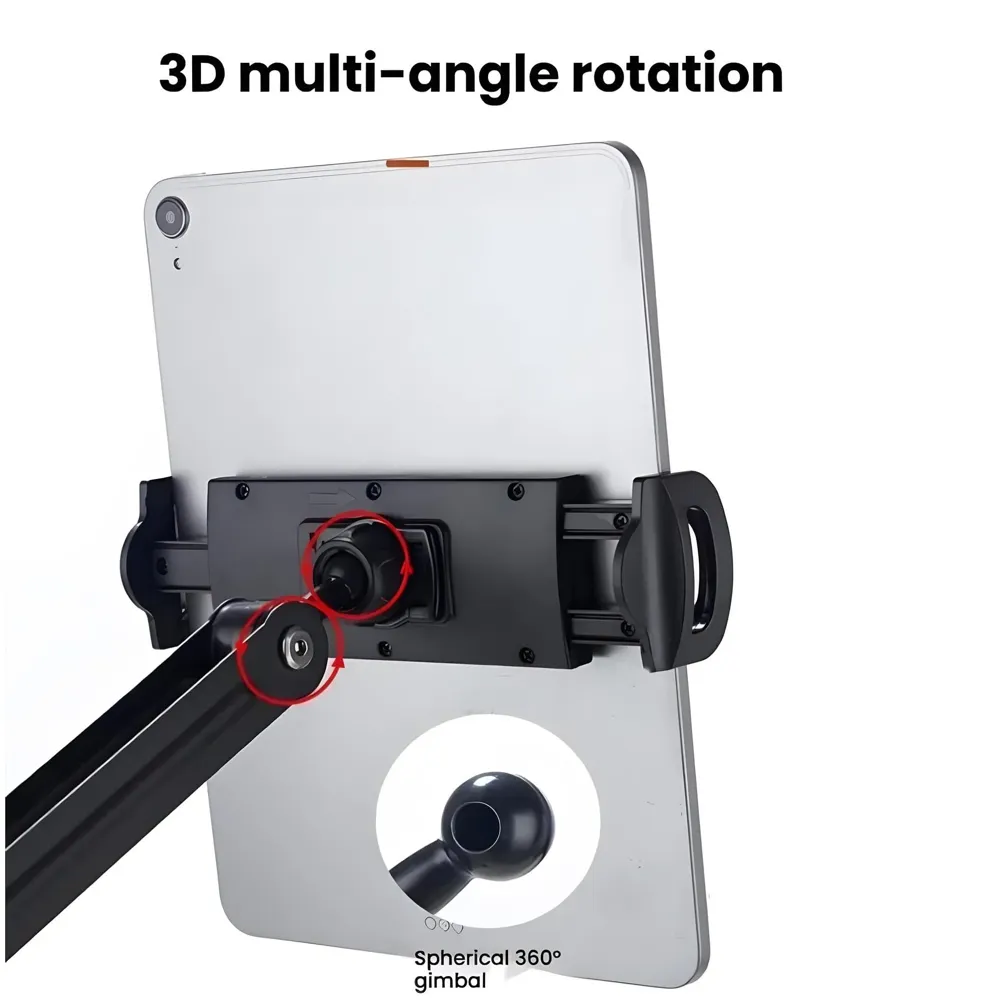 2 Arms Adjustable Wall Mount Phone and Tablet Stand Holder, Black (Upto 13 Inch Tablets), for Home Shops Commercial Spaces