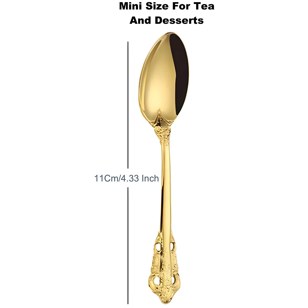 6 Pcs Gold Mini Tea Spoons Stainless Steel 11 cm Espresso Sweets