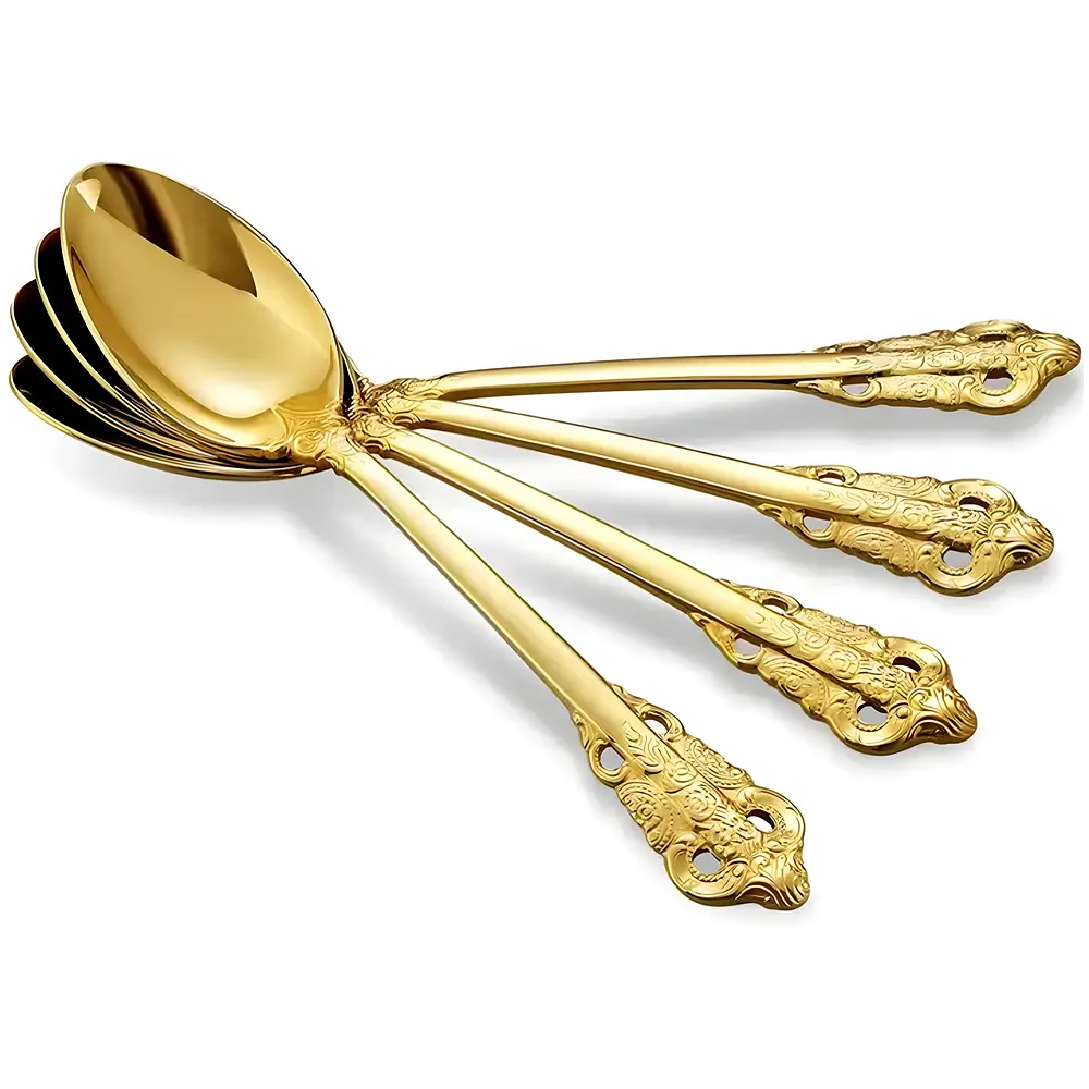 6 Pcs Gold Mini Tea Spoons Stainless Steel 11 cm Espresso Sweets