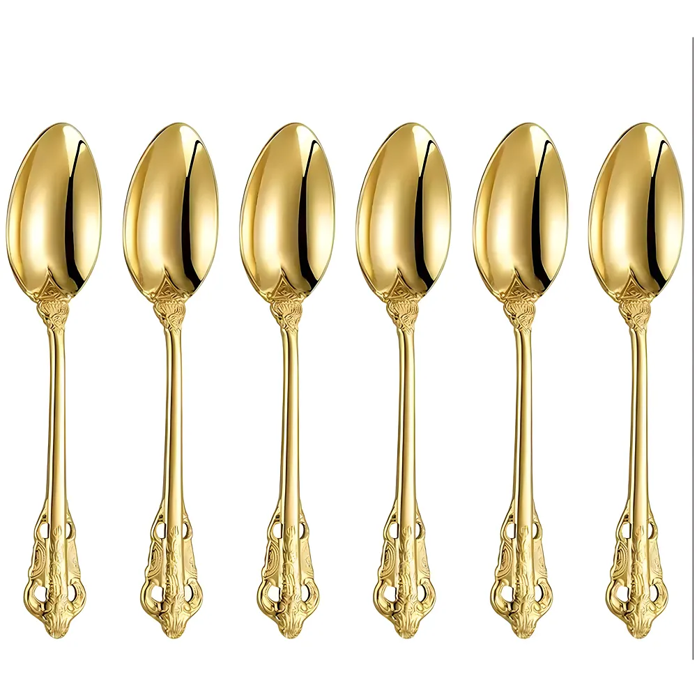 6 Pcs Gold Mini Tea Spoons Stainless Steel 11 cm Espresso Sweets