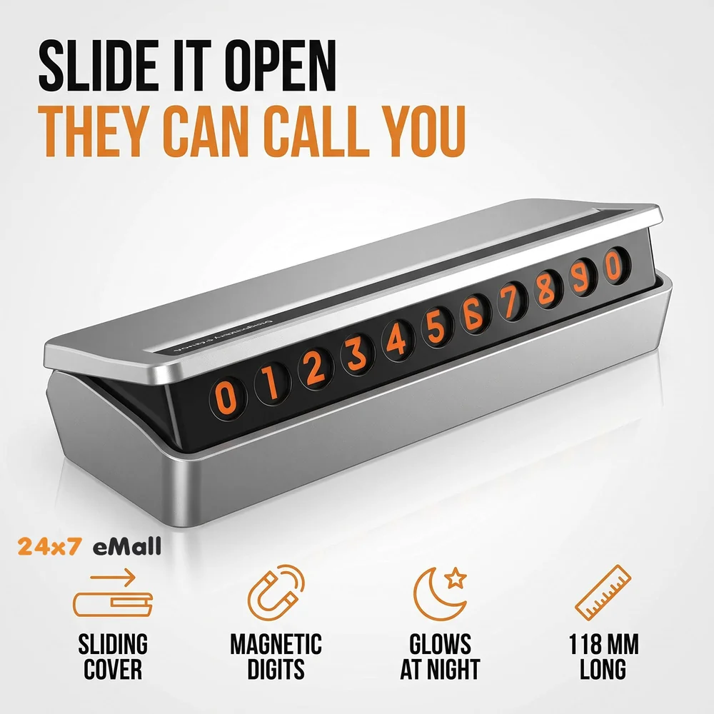 Temporary Parking Card,Creative Reversible Hidden Mobile Phone Number Plate for Automotive Interior Accessories
