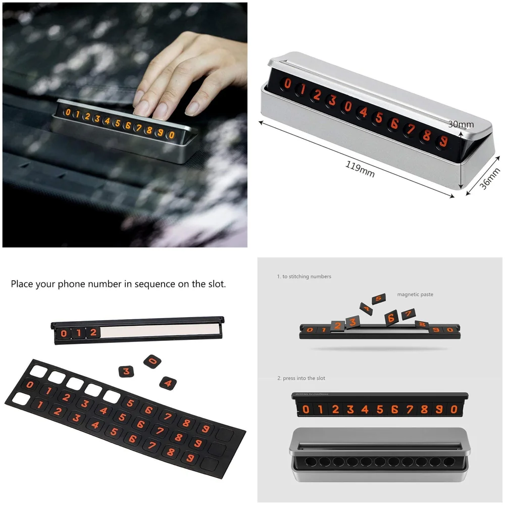 Temporary Parking Card,Creative Reversible Hidden Mobile Phone Number Plate for Automotive Interior Accessories