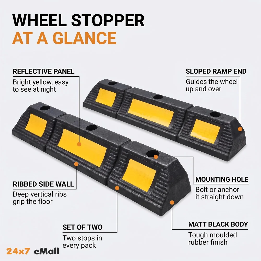2 Pcs Car Wheel Stopper 600 mm Parking Curb for Home and Malls