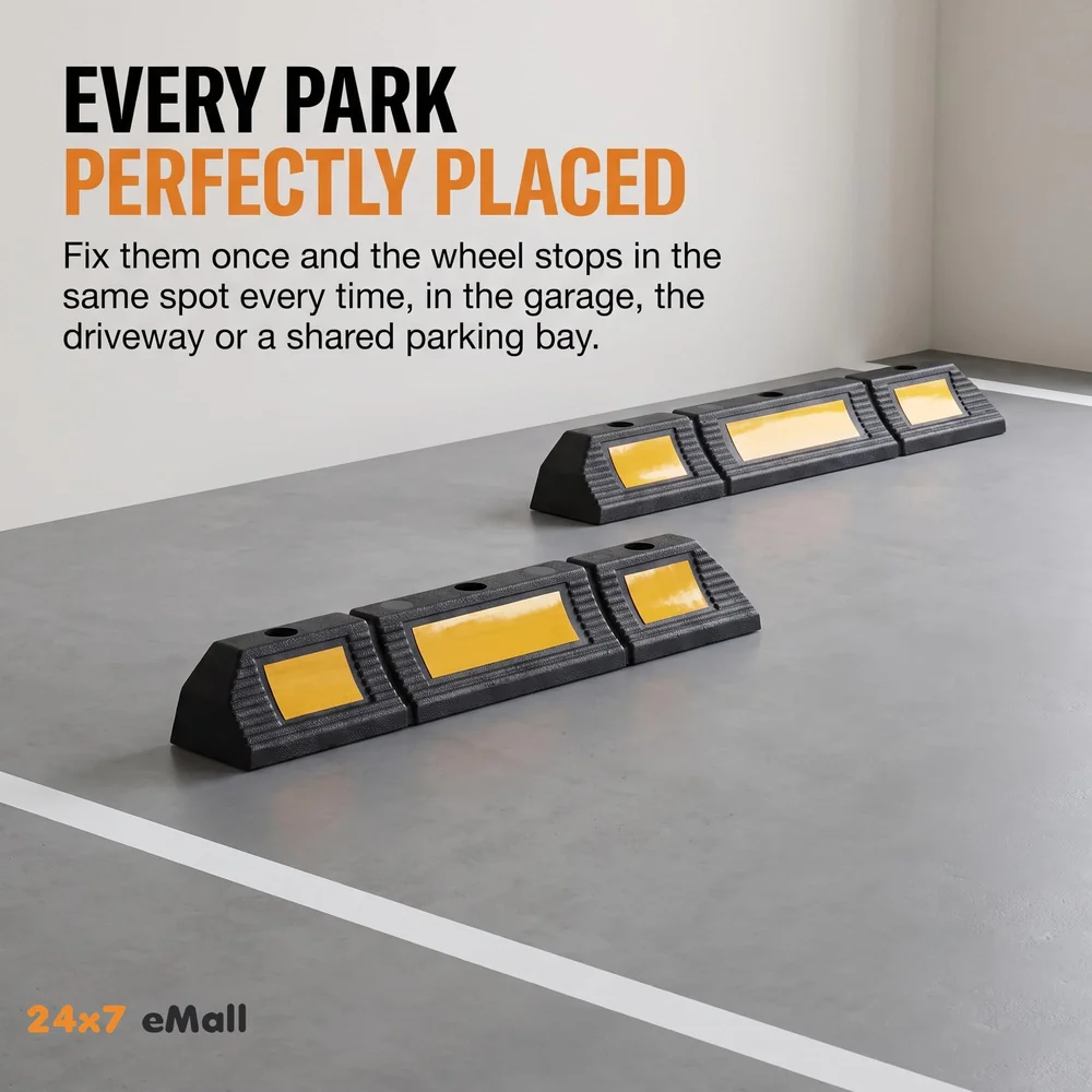 2 Pcs Car Wheel Stopper 600 mm Parking Curb for Home and Malls