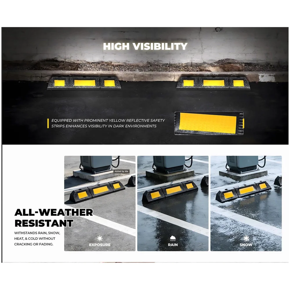 2 Pcs Car Wheel Stopper 600 mm Parking Curb for Home and Malls