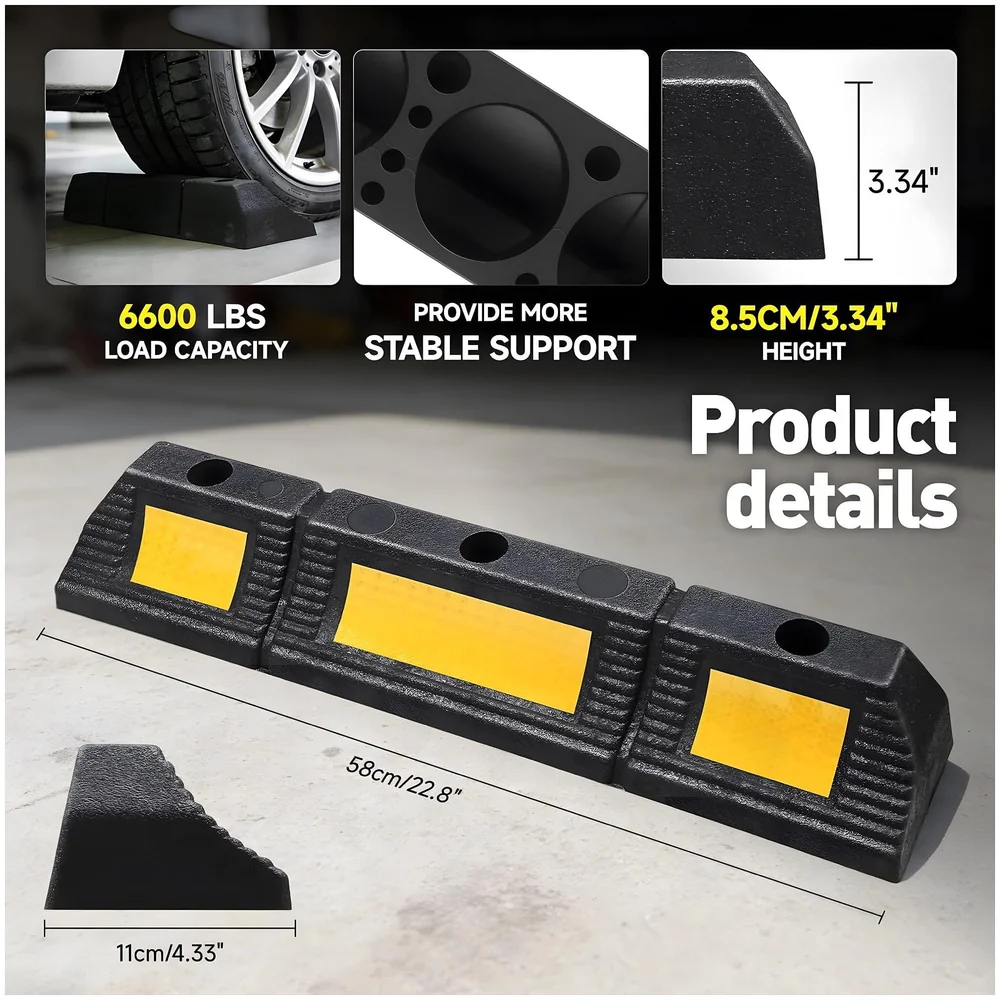 2 Pcs Car Wheel Stopper 600 mm Parking Curb for Home and Malls