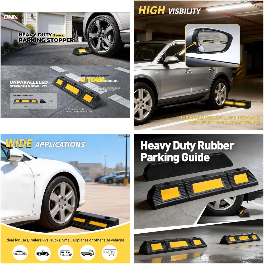 2 Pcs Car Wheel Stopper 600 mm Parking Curb for Home and Malls