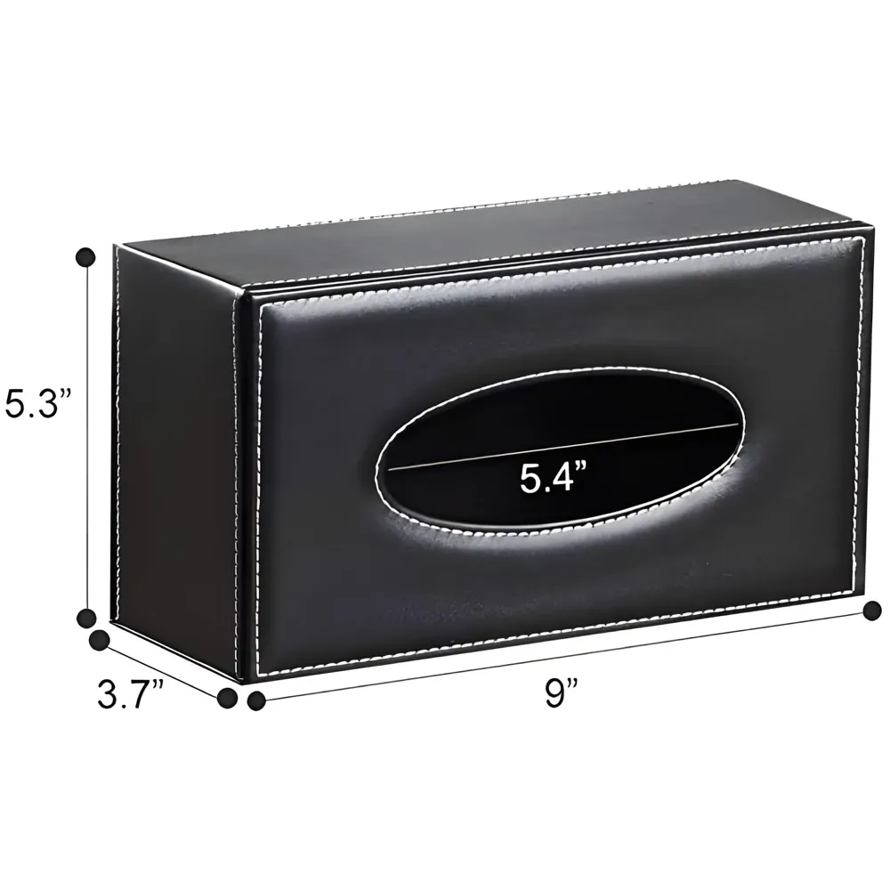 Faux Leather Tissue Box – Stylish, Durable, and Magnetic Tissue Box Holder for Home, Office, Car, Bedroom, Bathroom, and Dining Room, Black – 24 cm x 11.5cm x 9cm