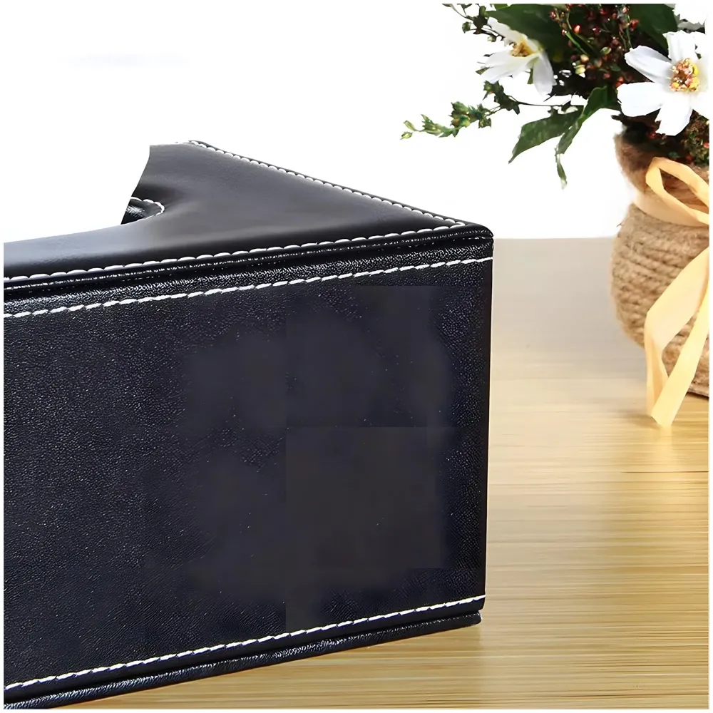 Faux Leather Tissue Box – Stylish, Durable, and Magnetic Tissue Box Holder for Home, Office, Car, Bedroom, Bathroom, and Dining Room, Black – 24 cm x 11.5cm x 9cm