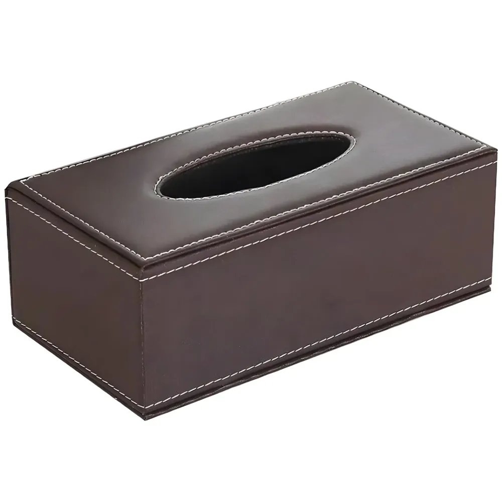 Faux Leather Tissue Box – Stylish, Durable, and Magnetic Tissue Box Holder for Home, Office, Car, Bedroom, Bathroom, and Dining Room, Brown – 24 cm x 11.5cm x 9cm