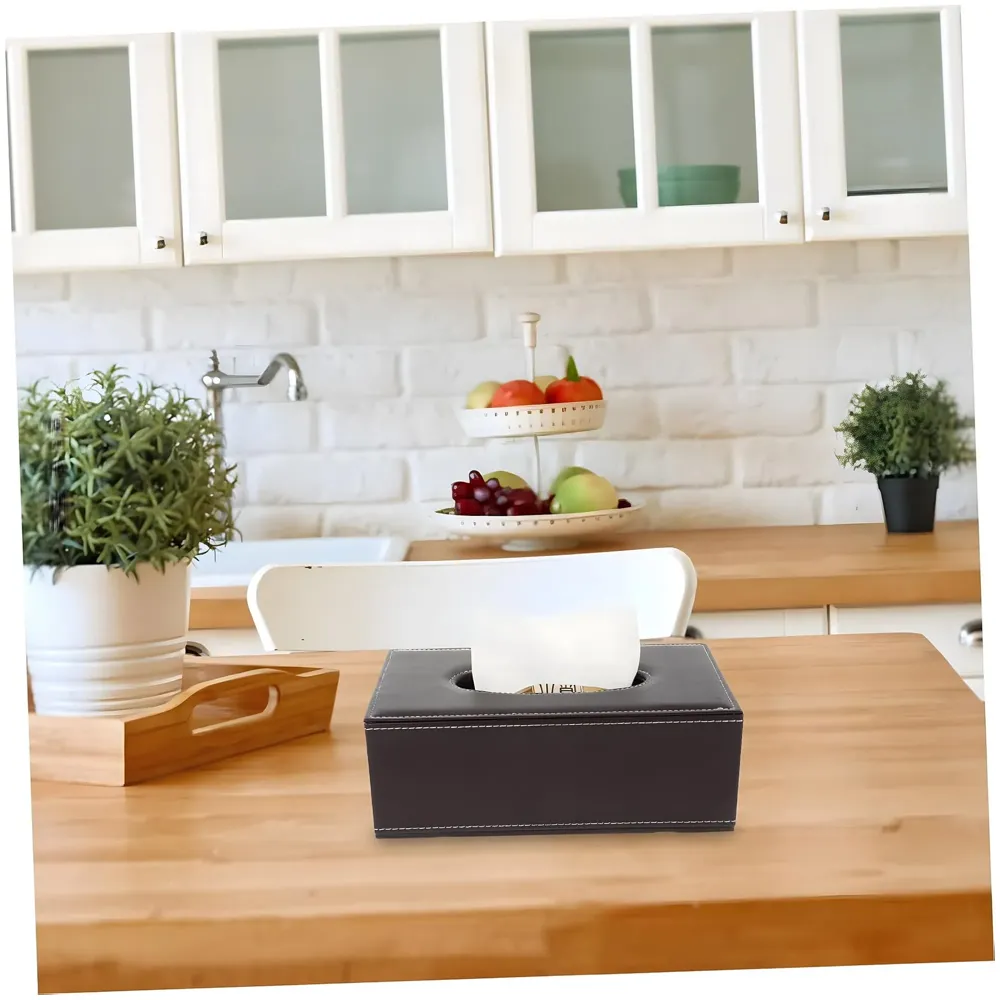 Faux Leather Tissue Box – Stylish, Durable, and Magnetic Tissue Box Holder for Home, Office, Car, Bedroom, Bathroom, and Dining Room, Brown – 24 cm x 11.5cm x 9cm
