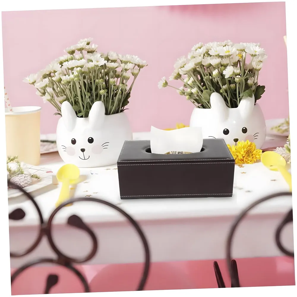 Faux Leather Tissue Box – Stylish, Durable, and Magnetic Tissue Box Holder for Home, Office, Car, Bedroom, Bathroom, and Dining Room, Brown – 24 cm x 11.5cm x 9cm