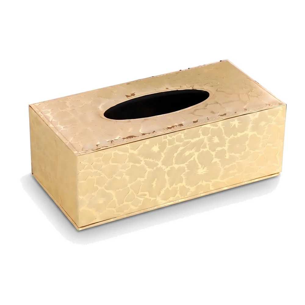 Gold Faux Leather Magnetic Tissue Box Holder 24 x 11.5 x 9 cm