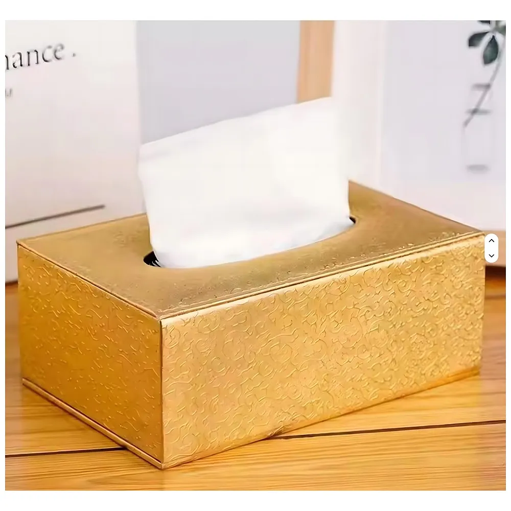 Gold Faux Leather Magnetic Tissue Box Holder 24 x 11.5 x 9 cm