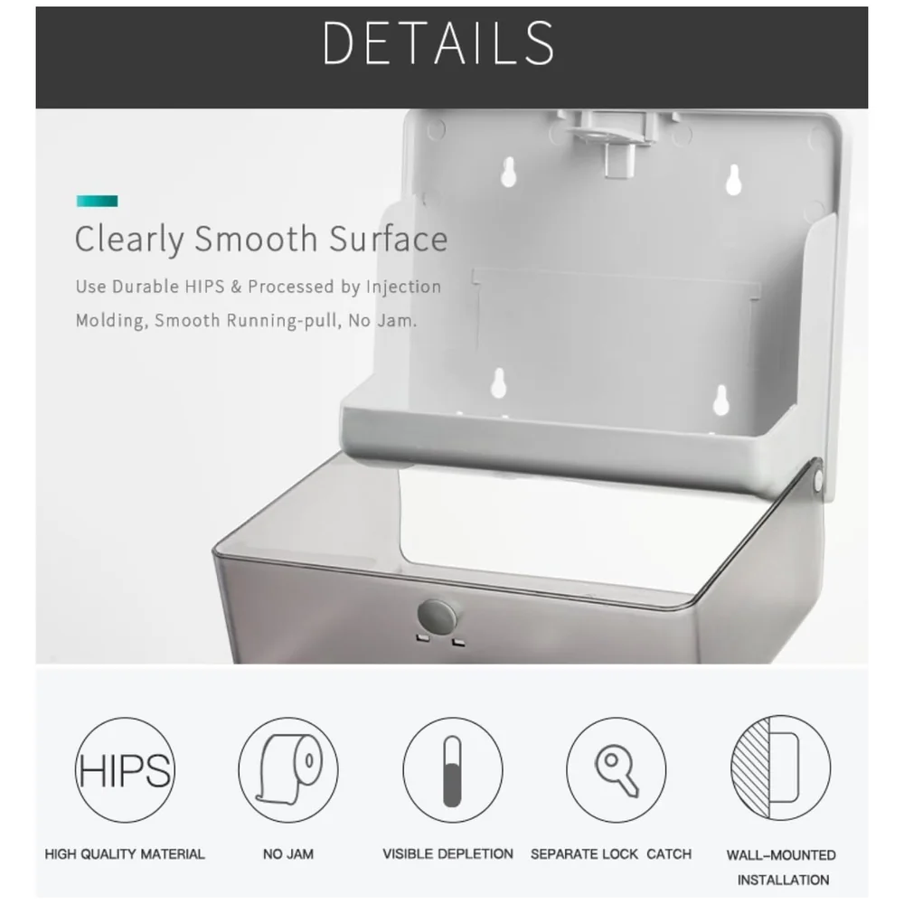 Wall Mounted Tissue Paper Dispenser ABS 26x21x10 cm