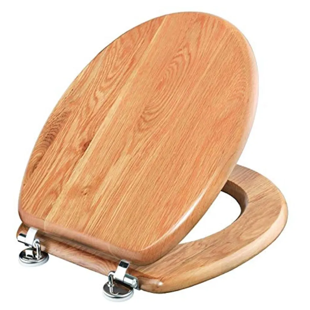 Wood Seat Cover For Commode Wooden MDF Wood With Laminate SeatCover Water Proof Comfortable With Metal Hinges Maple Wood