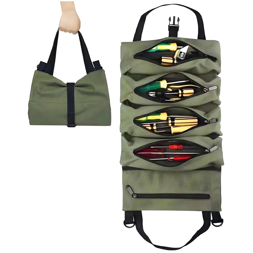 Tool Bag Roll up Storage For Working Tools Hardware Organizer For Professionals Portable 47cm x 28cm
