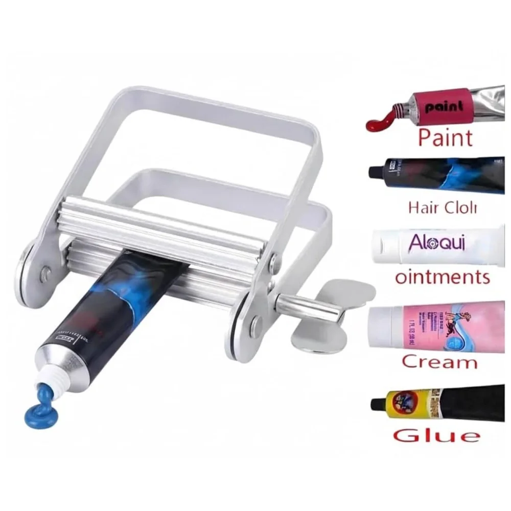 Metal Tube Squeezer Roller | Toothpaste Cream Paint Hair Colour Ointment Glue | No-Slip Serrated Roller | Wing Screw Lock | Fits Tubes Up to 3 Inch Wide