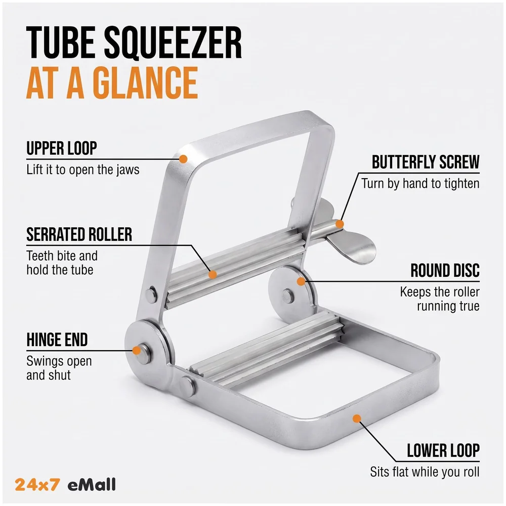 Metal Tube Squeezer Roller Toothpaste Paint Glue Wing Screw Lock