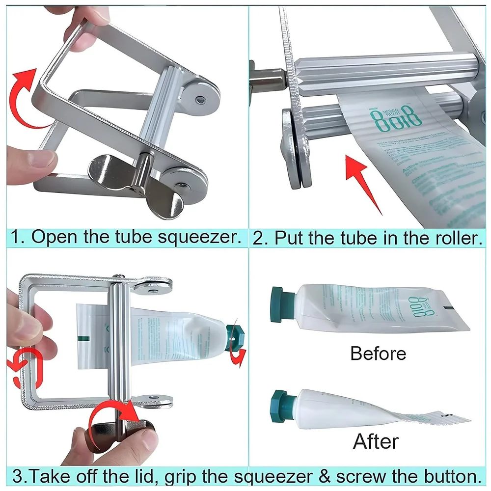 Metal Tube Squeezer Roller Toothpaste Paint Glue Wing Screw Lock