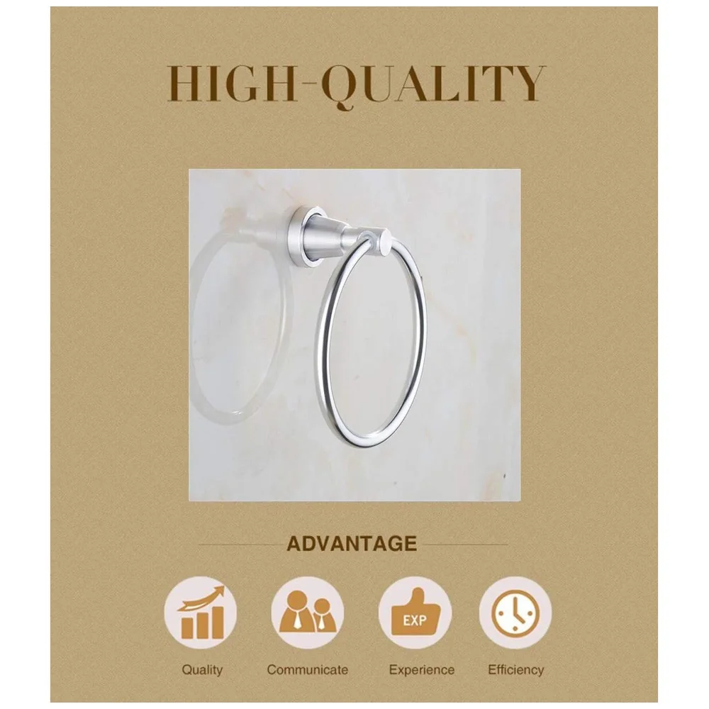 Aluminium Towel Ring Rust-Free, Heavy Duty, Modern Concealed Screw System (Screws Included)