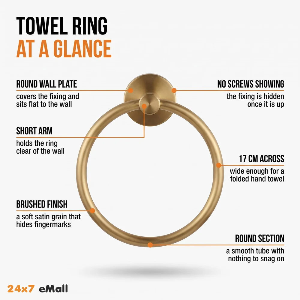 Antique Towel Ring Matt Brown Round Towel Hanger for Kitchen and Bathroom,17 cm Diameter