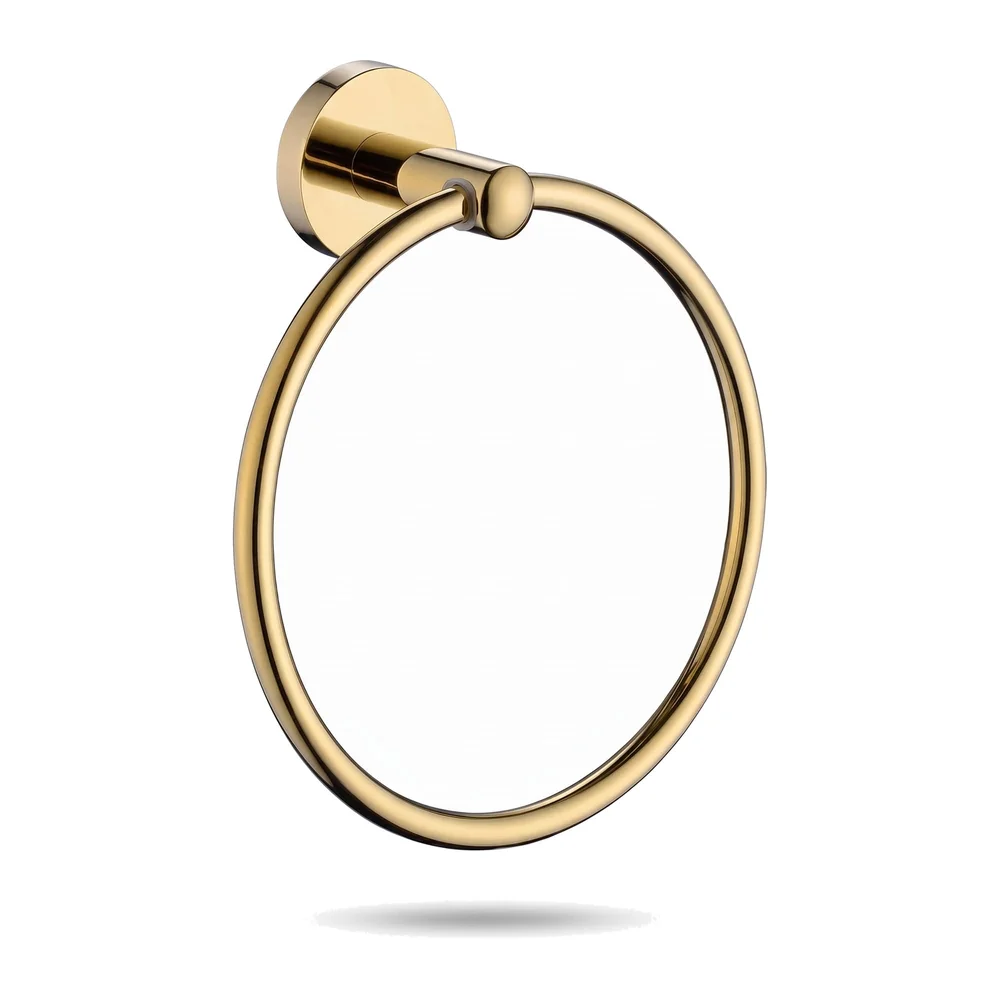 Gold Towel Ring Golden Round Towel Hanger for Kitchen and Bathroom, Stainless Steel.